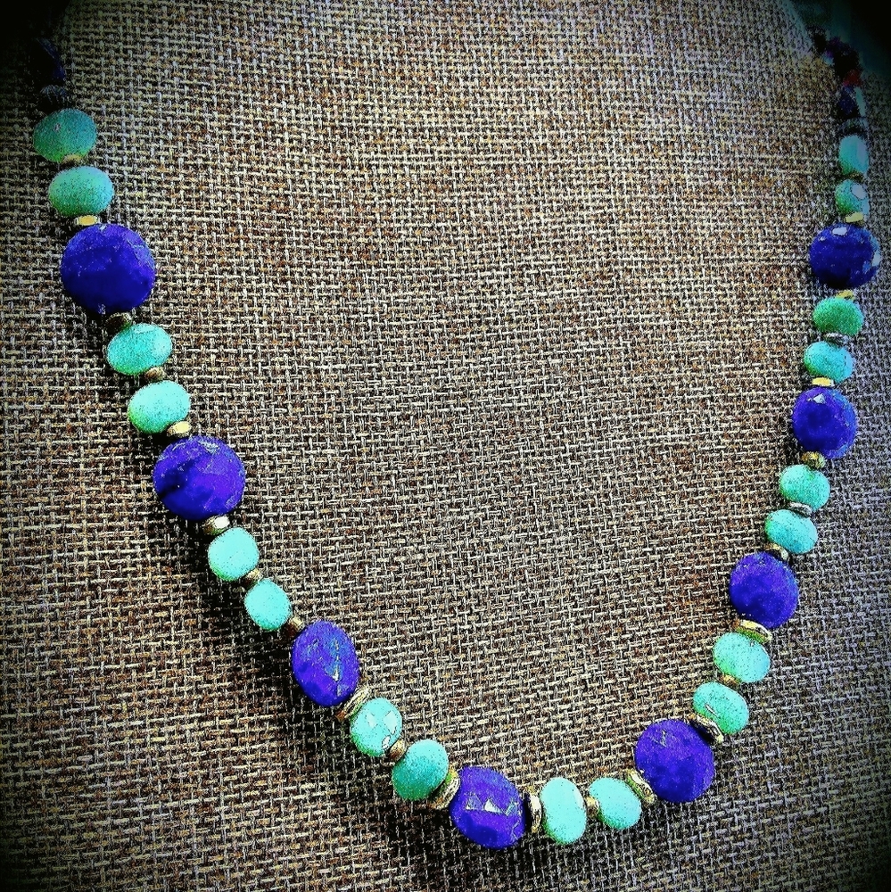 Natural Lapis, Chrysoprase,14KGF Necklace. 19" - Picture 4 of 4